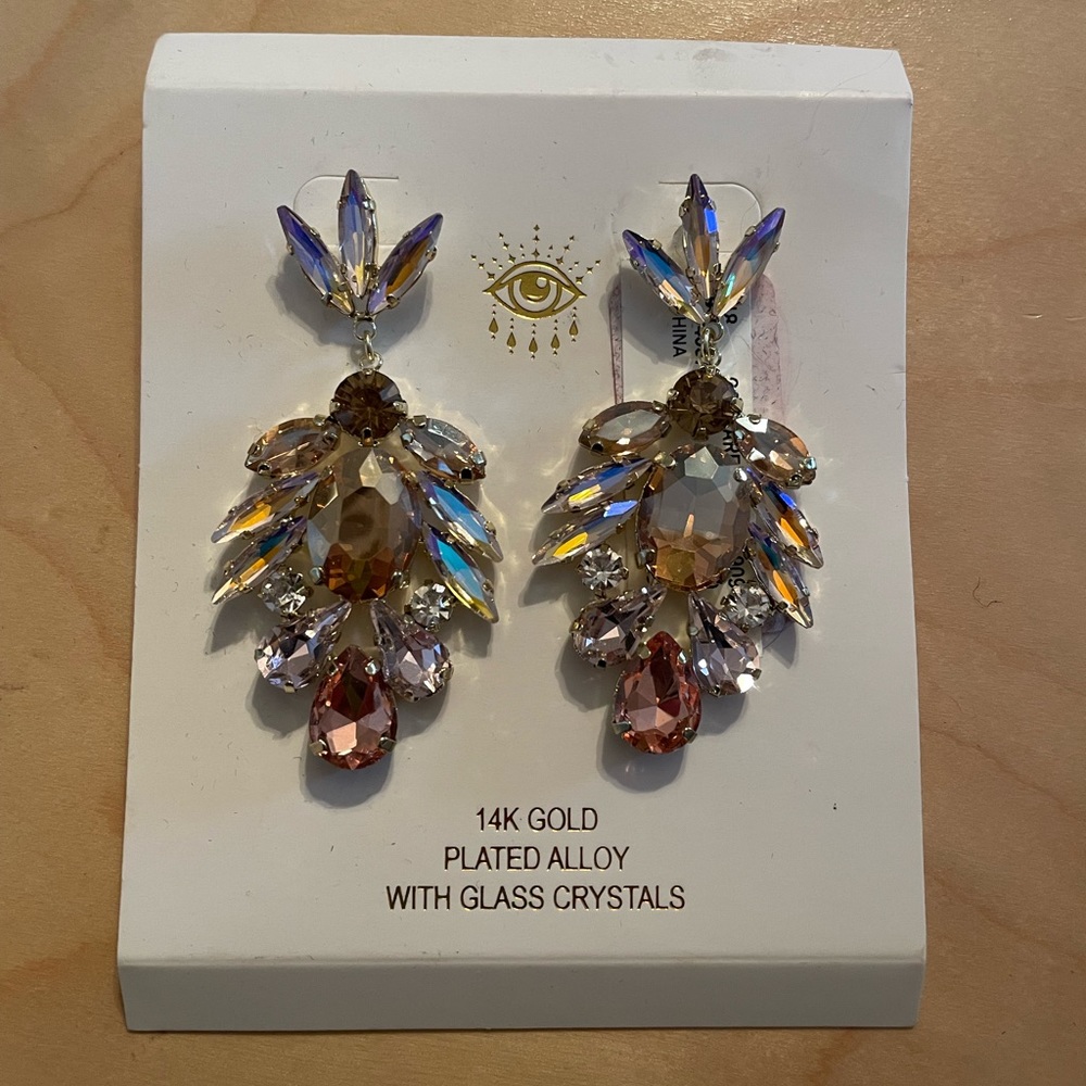 Glass crystal earrings NWOB